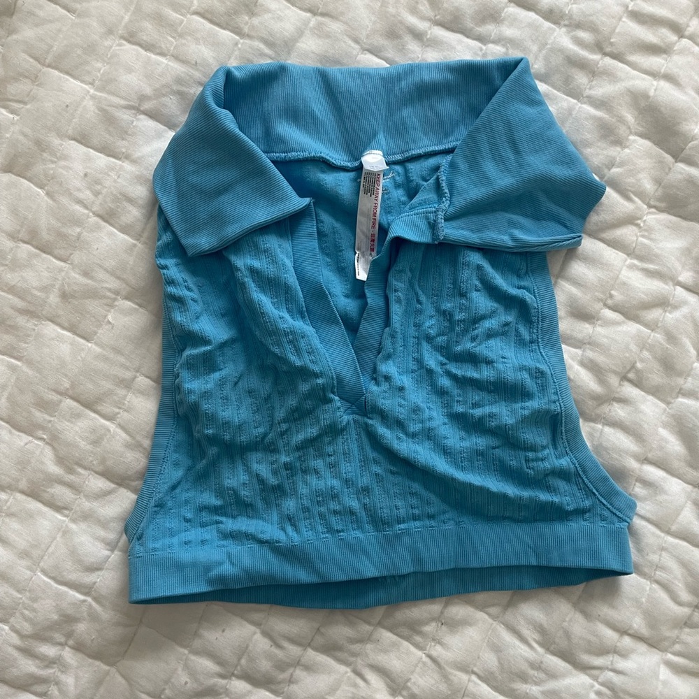 Blue Collar Crop Top